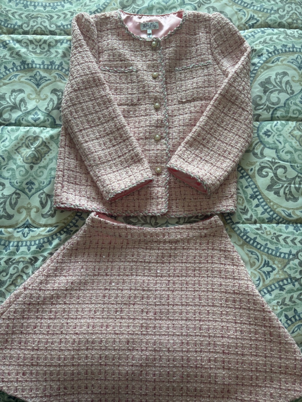 Rachel Riley Pink Tweed Girls' Blazer & Skirt Set